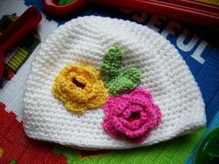 New Baby Cute Crochet Ice Ski Beanie Hat Cap Flower 5cm  