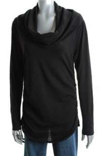 FAMOUS CATALOG Moda Ruched Pullover Sweater Black Stretch Sale Misses 