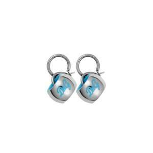  Bubble Silver Tone and Light Blue DandG Logo Resin Earrings Jewelry