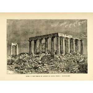   Ruins Aegina Saronic Island Greek   Original Engraving