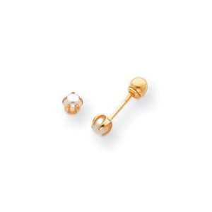Sardelli   14k Gold Reversible 2.50mm Cultured Pearl & Bead Earrings