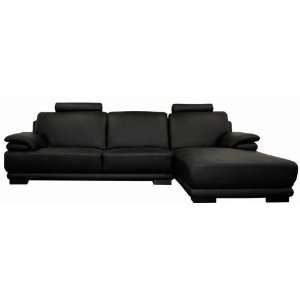  Full Black Leather Sectional Sofa and Chaise by Wholesale 