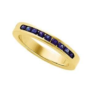  14K Yellow Gold Sapphire Wedding Band: Jewelry