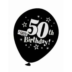  Black Happy 50th Birthday 12 Balloons   Package of 8 