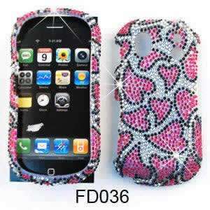 Samsung Intensity II u460 Full Diamond Crystal, Pink Hearts on White 
