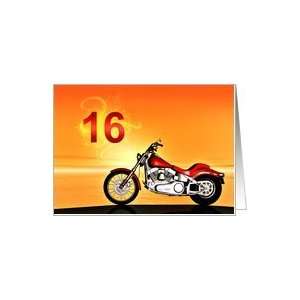   16th birthday with a motorcycle by a sunset ocean Card Toys & Games