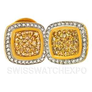 David Yurman Estate 18K Yellow Gold 2.0 CT Diamond Cable Earrings 