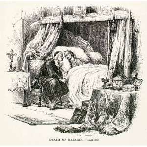  1875 Woodcut Alphonse Neuville Death Cardinal Mazarin 17th 