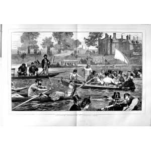   1873 Hampton Court Palace London River Boats Fine Art
