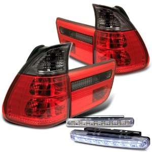  Red Smoke with DRL 8 LED Fog Bumper Light Pair New Set: Automotive