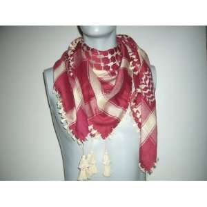   Red Arabic scarf. Shemagh Arab Keffiyeh, Neck Scarf 