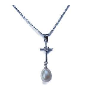  Sacred Drop with White Pearl Necklace Jewelry