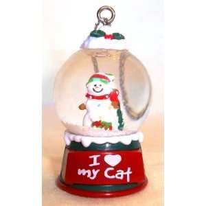   Love My Cat Christmas Snowman Snow Globe Ornament: Everything Else