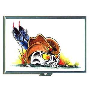 Tattoo Skull Indian Cowboy ID Holder, Cigarette Case or Wallet MADE 