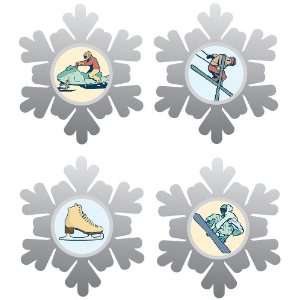  Winter Sport Icon Brads 4/Pkg Snowflakes