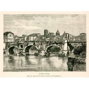  1876 Wood Engraving Ponte Rotto Pre Demolition Pons 