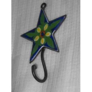   Hook, Green Pottery Star Design, Home or Office Use
