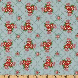 44 Wide Country Lane Antique Diamond Floral Light Blue Fabric By The 