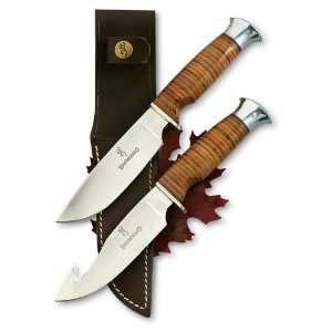 Browning Stacked Leather Handle Knife with Sheath  Sports 