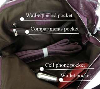 NWT Real Leather Purple Lady Handbag Shoulder Bag DHL  