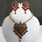 Bollywood Indian Fashion Gold plated Ruby Polki Chain P