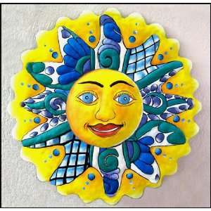  Painted Metal Decorative Sun Wall Decor   Turquoise 