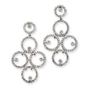  14k White Gold Diamond Circles Earrings Jewelry