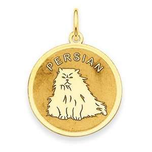  14k Yellow Gold Persian Cat Disc Charm: Jewelry
