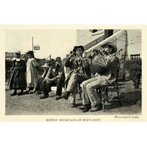  1923 Print Breton Musicians Bagpipes Horn Port Aven France 
