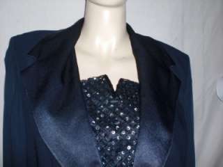 DRESSY LI NED LONG SKIRT SUIT JACKET W/SATIN COLLAR & SEQUINED DICKEY 