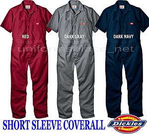 Mens Dickies SHORT SLEEVE COVERALLS color RED GRAY NAVY BLUE KHAKI 