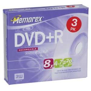  Memorex 3PK DVD+R MEDIA 8X 4.7GB W/ ( 32025603 