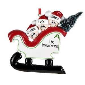  Personalized Sleigh Family   3 Christmas Ornament