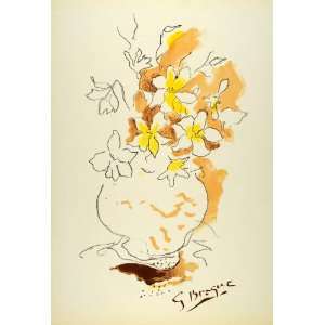  1955 Lithograph Georges Braque Flower Vase Daffodils 