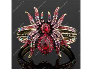 Pink rhinestone rose crystal ten leggys spider bracelet  