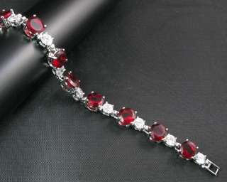 Fashion Jewelry Xmas Gift Red Ruby White Gold GP Tennis Bracelet Hand 