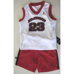 Nike Jordan Infants Boys 24 Months Sporty Vest Shirt and Short; White 