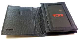 Tumi Mens Sundance Black Leather Gusseted Travel Card Case ID Wallet 
