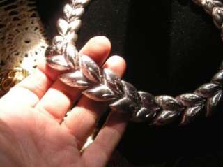 RUNWAY HUGE MONET 25 textured silver tone Necklace  