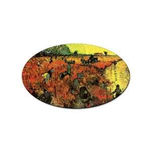  The Red Vineyard By Vincent Van Gogh Oval Magnet Office 