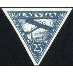  1921 Latvia 25 Santimu Triangle Airmail Postage Stamp 