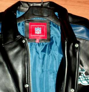 Miami Dolphins Leather Like Jacket Large Coat Black NFL  