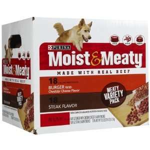 Moist & Meaty Steak, Burger & Cheddar Cheese Variety in Pouches   36 