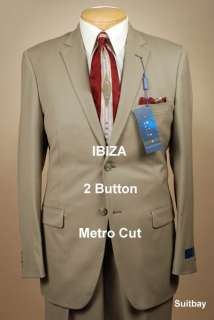 48L   TAN Wool IBIZA Mens Suit   48 Long IB41  
