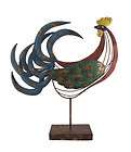 Large Colorful Metal Rooster Statuary Home Decor Accent