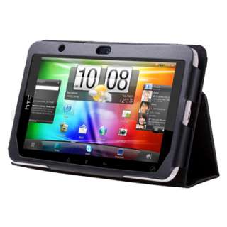 HTC Flyer Tablet EVO View 4G Black Leather Case Stand  