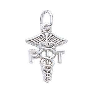  Rembrandt Charms Physical Therapist Charm, 14K White Gold 