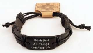 Inspirational With God Leather Religious Bracelet ADJUSTABLE TO 