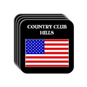 US Flag   Country Club Hills, Illinois (IL) Set of 4 Mini Mousepad 