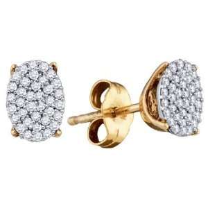  Sterling Silver Micro Pave Diamond Earrings Yellow Plated 